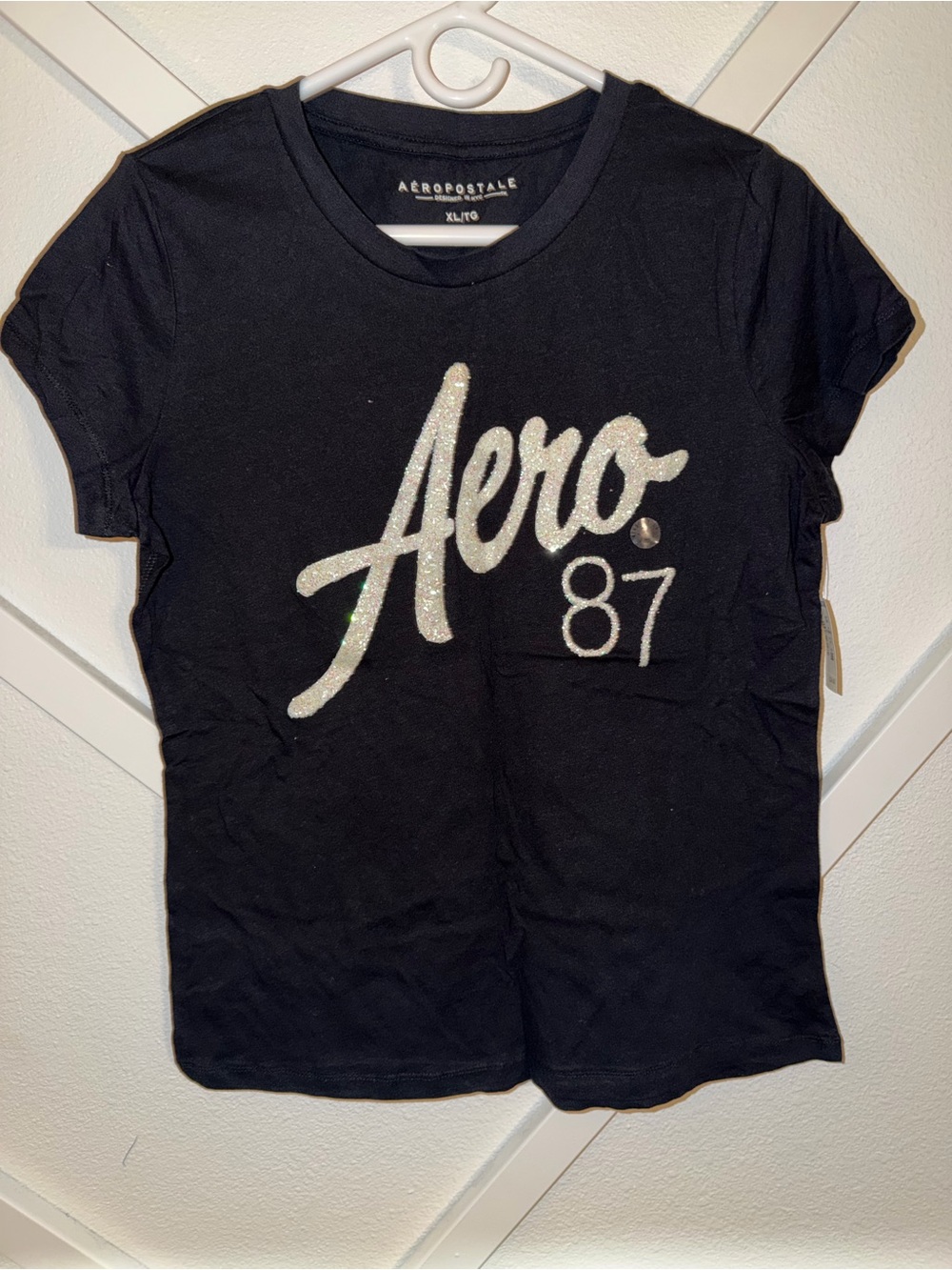 Aeropostale Black 'Aero 87' Glitter Logo Tee